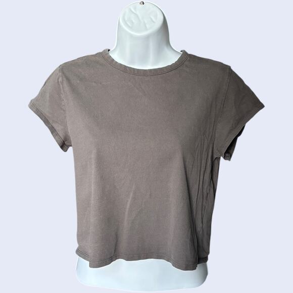 H&M Divided Cropped Tee Gray Boxy Baby T-Shirt Women’s M - Picture 1 of 4